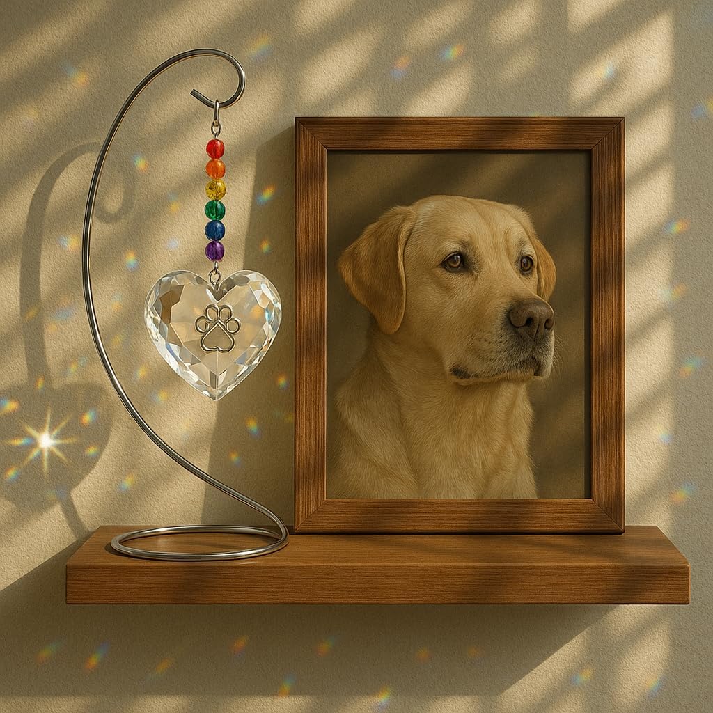 Dog Memorial Gifts for Loss of Dog Crystal Heart & Paw Suncatcher | Rainbow bridge dog memorial gifts, pet memorial gifts for dogs, loss of dog sympathy gift - view 7