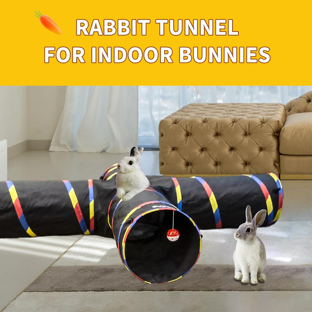 4 Way Large Cat Tunnels for Indoor Cats - 10" Diameter & 47" Long Play Tunnel Toy - Cat Tube with Play Ball & Mouse Toy - Interactive Peephole (Black) - view 7