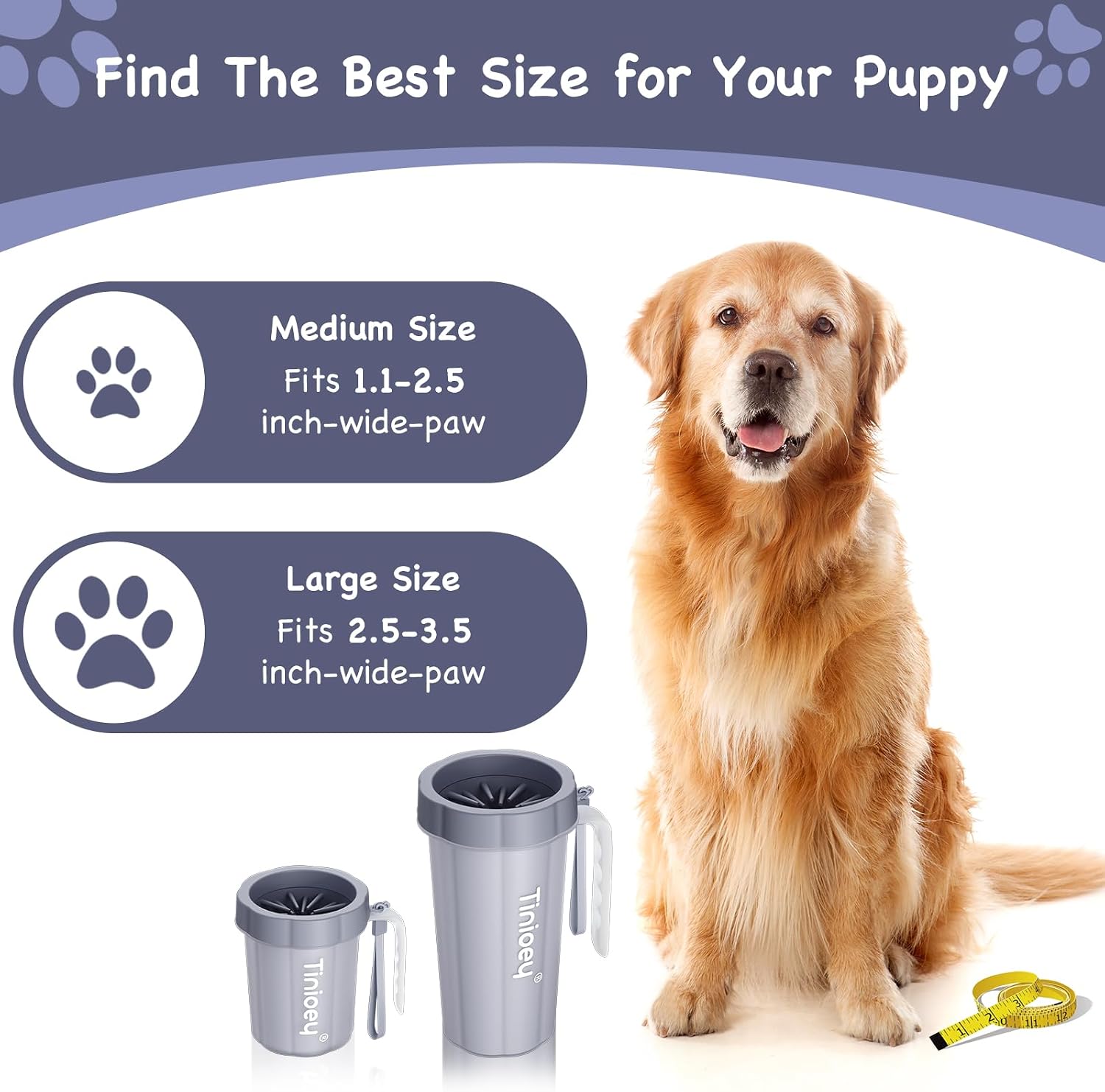 Paw cleaner with handle for large dogs - effectively cleans muddy paws and feet for dogs & pets (gray) | large dog paw cleaner removes mud, dirt and debris. Easy twist cleaning with handle, durable plastic design for pet supplies - view 4