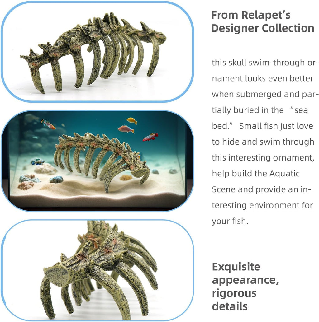 Aquarium Skull Animal Skeletons, Reptile Tank Accessories, Fish Tank Decorations for Amphibians, Betta Fish, Shrimp, Hermit Crab, Leopard Gecko - view 5