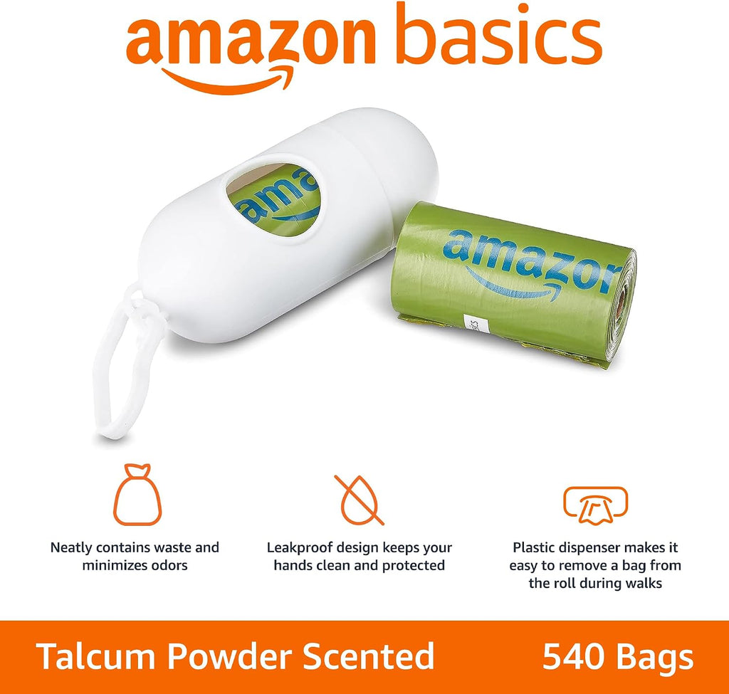 Premium Leak Proof Dog Poop Bags with Dispenser and Leash Clip, Talcum Powder Scented, 13" x 9", 540 Count (36 Rolls of 15) - view 2