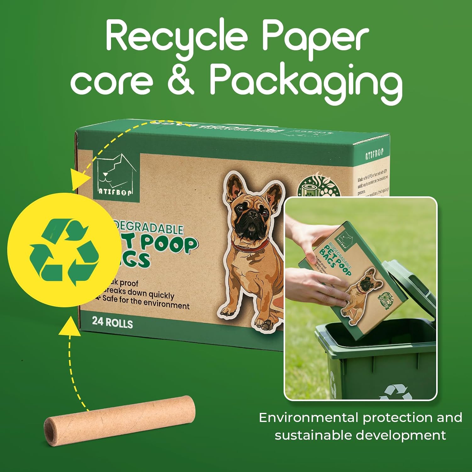 Biodegradable Dog Poop Bags Rolls 360 Count Scented, Leak Proof and Extra Thick Waste Bag Refill (Scented) - view 6