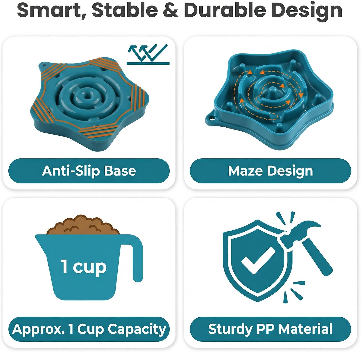 Pet slow feeder bowl for small dogs, puzzle feeder for petite dogs, anti-choking, slow eating, 350ML capacity, BPA-free, small size - view 5