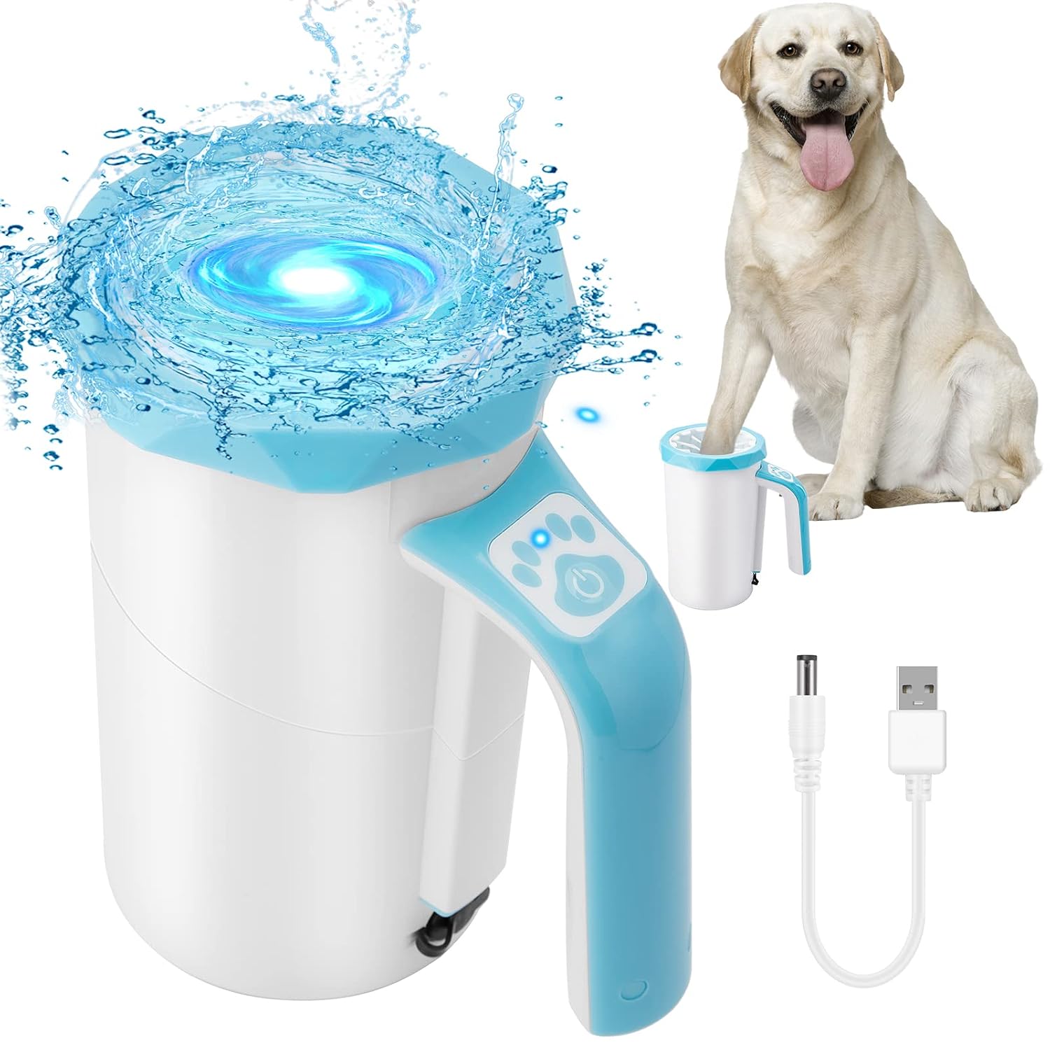 Rechargeable Automatic Dog Paw Cleaner, 2 in 1 Portable Dog Paw Washer Cup | Pet Paw Cleaner with Soft Silicone Brush, 7.4V High Power, Dog Foot Washer Suitable for Big Dog/Cat Grooming, Black - view 8