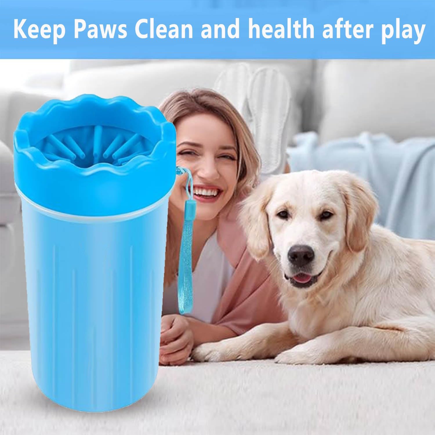 Dog Paw Cleaner,Washer,Pets Foot wash Cup-Pet Foot Cleaner for Small Medium Large Breed Dogs/Cats Pet Clean Paws Miracle Portable Tool(with 1 Towel& 1Brush) Blue - view 4