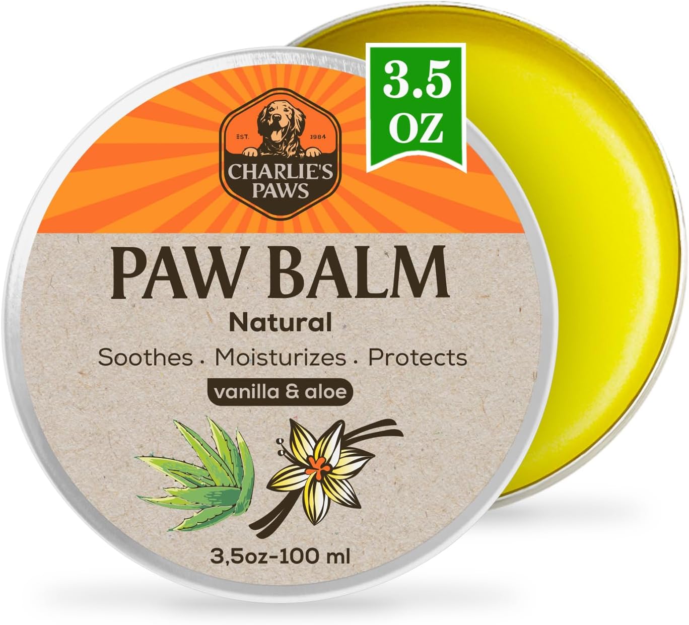 Paw Balm for Dog and Cat Paw Pad Balm Dog Nose Balm Cat Butter Paw Moisturizer Protect Dry Cracked Paw Foot Paw Elbows with 100% Natural Oil 3.5 Oz (Aloe & Vanilla)