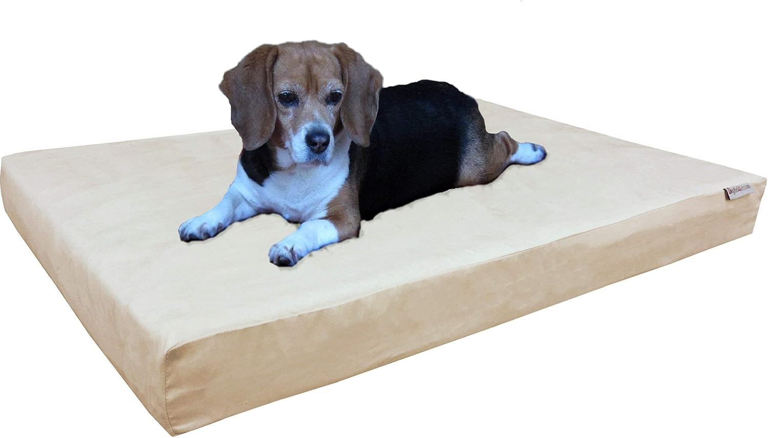 Orthopedic Memory Foam Dog Bed with Suede Khaki Cover, Waterproof Liner and Extra Pet Bed Case, Fit Large 42"X28" Crate