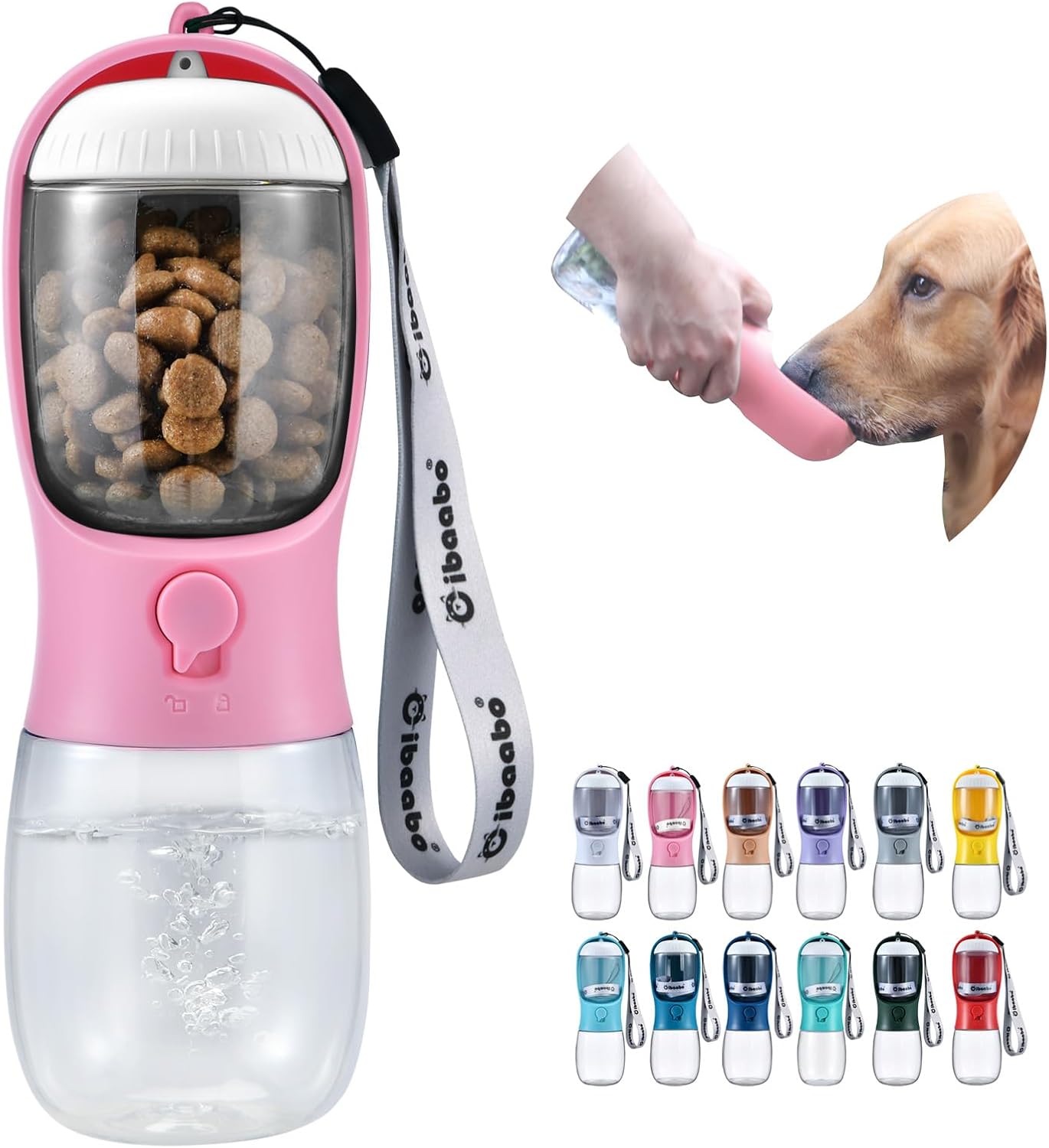 Dog Water Bottle Portable with Food Container & Filter for Travel | Feeding & Hydration | Travel Puppy Water Bowl | Portable Pet Dispenser | Girl Dog Accessories | for Hiking Camping Beach