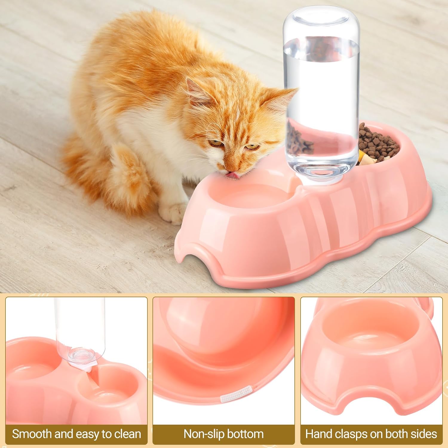 7 pcs small cat kitten starter kit - litter box, paw mat, double bowls, toy teaser stick, collar - essentials kit for 1-3 lbs beginner (pink) - view 5