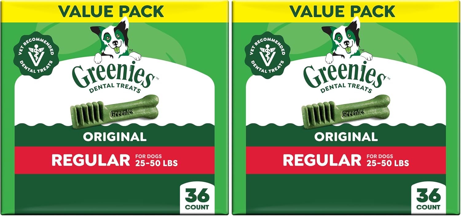 Regular Dental Dog Treats, Original Chicken Flavor, 27 Count | Vet-recommended, cleaner teeth after 28 days, cleans to gumline, for dogs 25-50 lbs, original chicken flavor