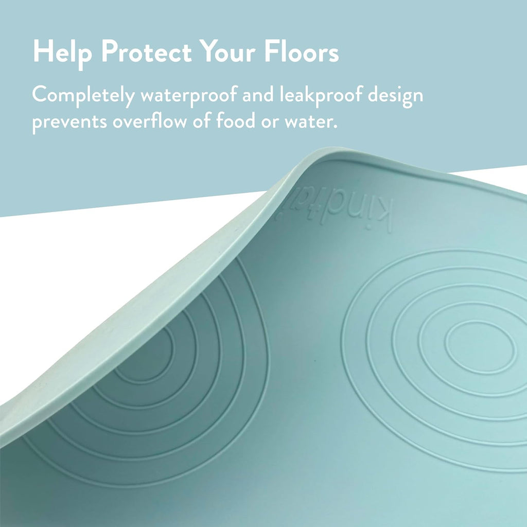 Dog & Cat Food Mat - Waterproof, Food-Grade Silicone Pet Placemat for Feeding & Water Bowls - Raised Edges Protect Floors - Non-Slip Grip - Dishwasher Safe - 19 x 11 Inches, Grey - view 5