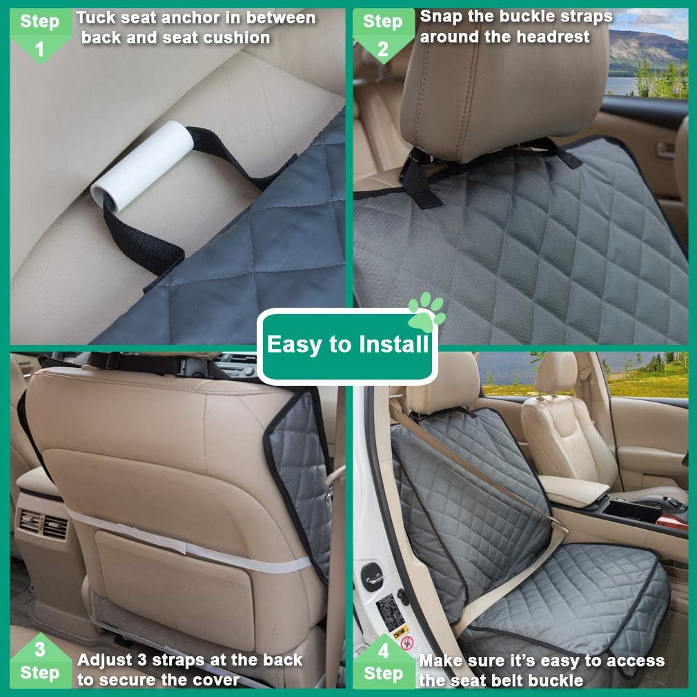 Waterproof front seat cover dog car seat covers nonslip and full protection with side flaps fits most cars, trucks, SUVs (grey, 1 pack) - view 5