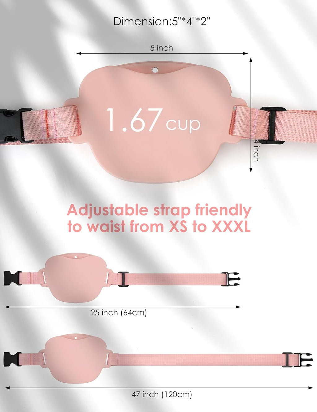 1.67 cup dog treat pouch with training clicker (pink) | magnetic closure, silicone bag with waist belt for pet training & walking, easy one-hand treat access - view 6