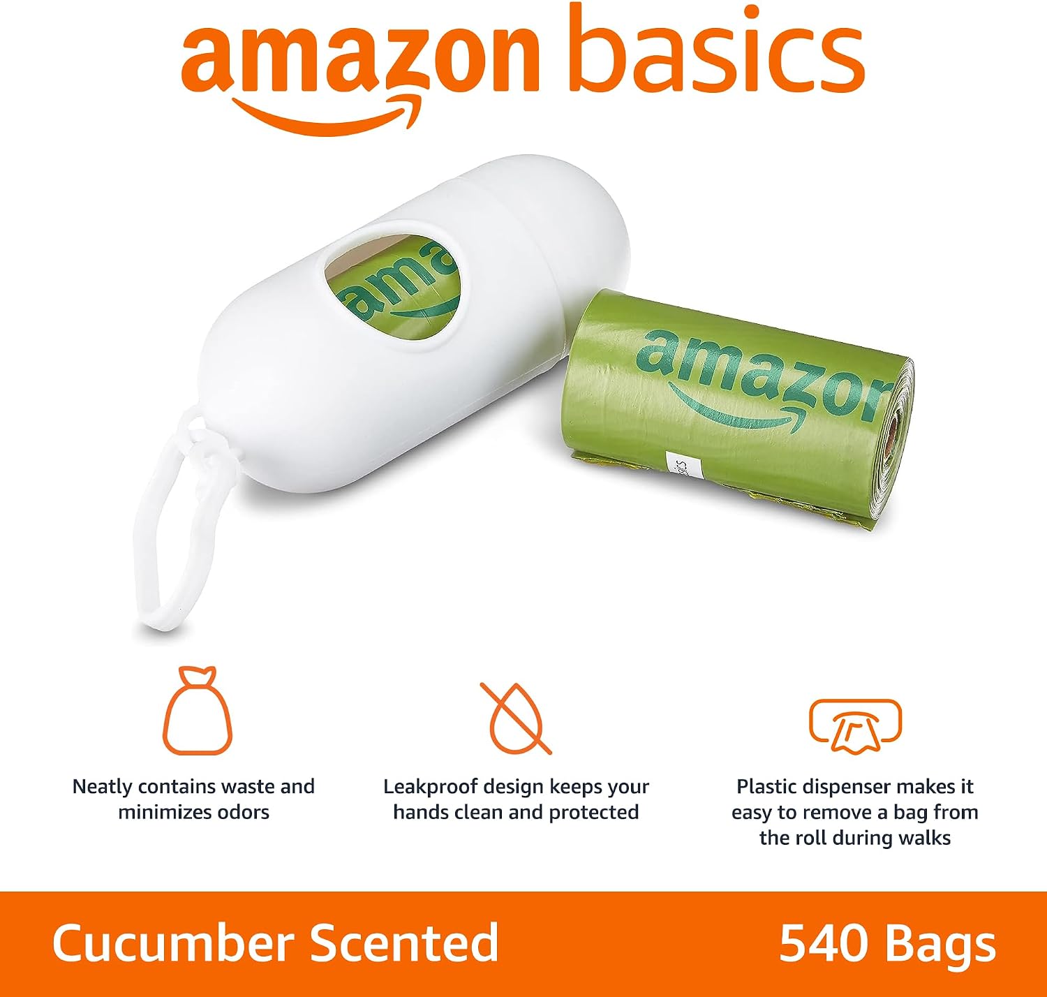 Premium Leak Proof Dog Poop Bags with Dispenser and Leash Clip, Cucumber Scented, 13" x 9", 540 Count (36 Rolls of 15) - view 2
