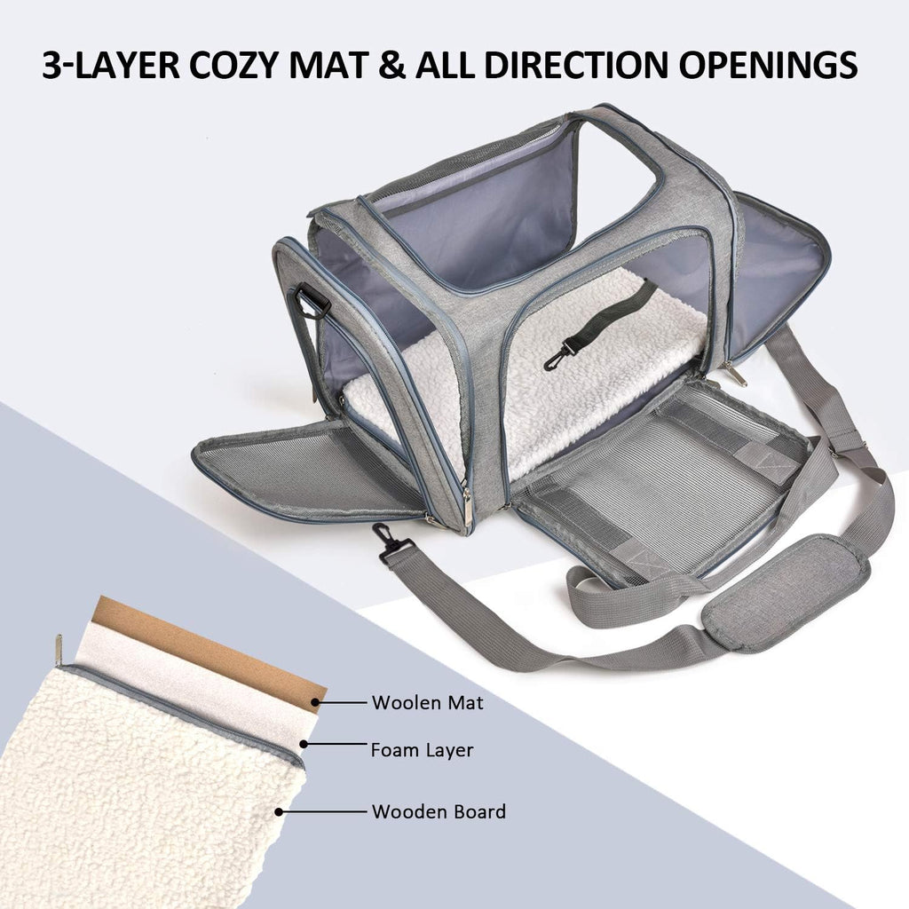 Cat Carriers Dog Carrier Pet Carrier For Small / Medium Cats Dogs Puppies (Up To 15lbs), TSA Airline Approved Small Dog Carrier Soft Sided, Collapsible Waterproof Travel Puppy Carrier - Grey - view 2
