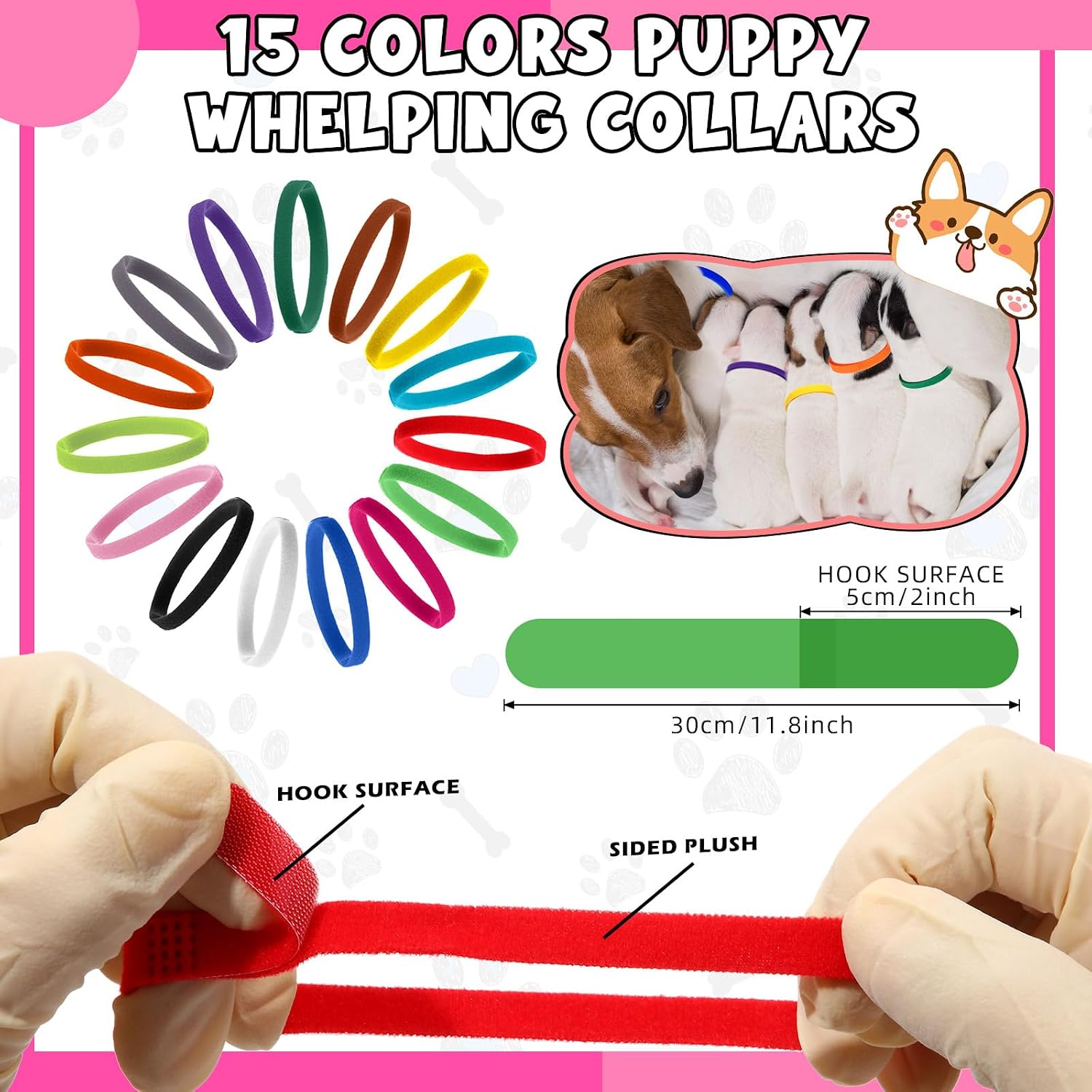45 Pcs Puppy Dog Kitten Whelping Supplies Starter Kit for Birth Include Pet Playpen Whelping Collar Cord Clamp Bulb Aspirator Syringe Bottle Scissor Glove Bag for New Born Pet Supplies - view 6