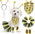 Dog Bee Costume, Bumble bee Dog Bandana Outfit with Cute Headband Tutu Skirt Leg Sleeves Set, Funny Puppy Halloween Costume Party Cosplay Accessory Supplies for Small Medium Dogs Cats