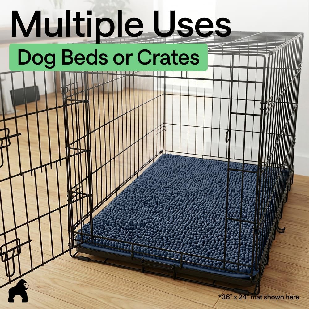 Dog door mat, 48x30 machine washable rug absorbent doormat captures moisture mud dirt, quick dry soft chenille entryway rugs indoor entrance mats for dog paws, navy blue - view 8