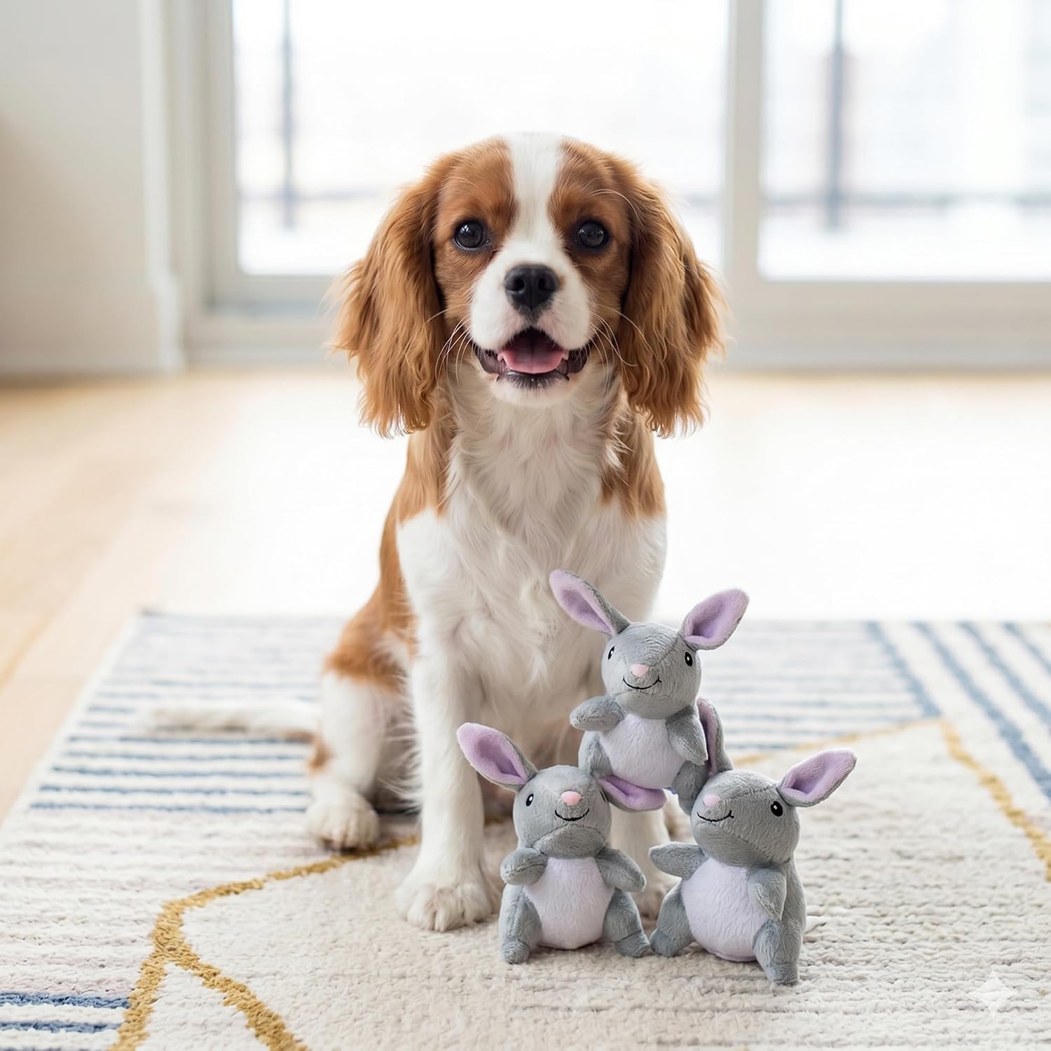 Burrow Replacement Miniz - Interactive Dog & Puppy Toys for Boredom, Stimulating Pet Products to Keep Them Busy, Plush Refills for Hide & Seek Puzzle, Squeaky Toy for Enrichment - Bunnies - view 3