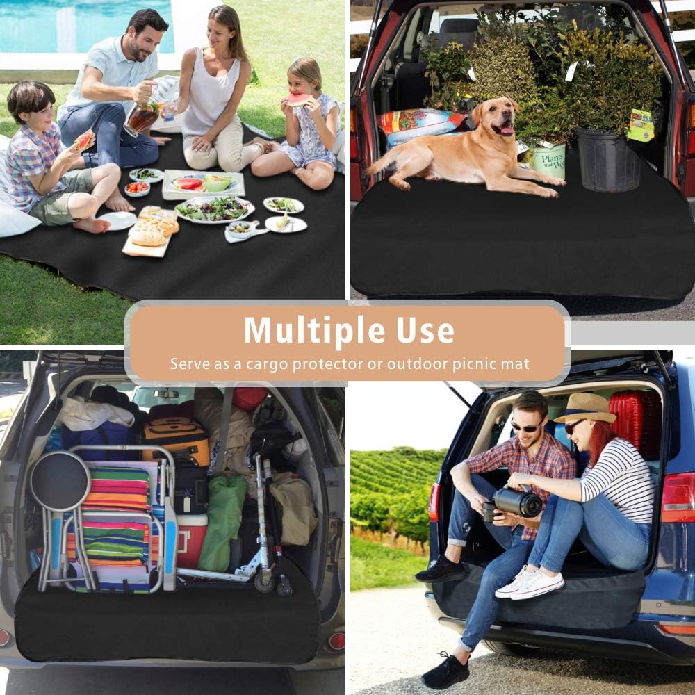 SUV Cargo Liner for Dogs - 55 x 90 Inches Cargo Cover, Black | Water Resistant, Bumper Flap, Low-Profile Padded Car Trunk Dog Cover Prevents Scratches Pet Hair Mud Dirt for SUV Road Trips - view 6