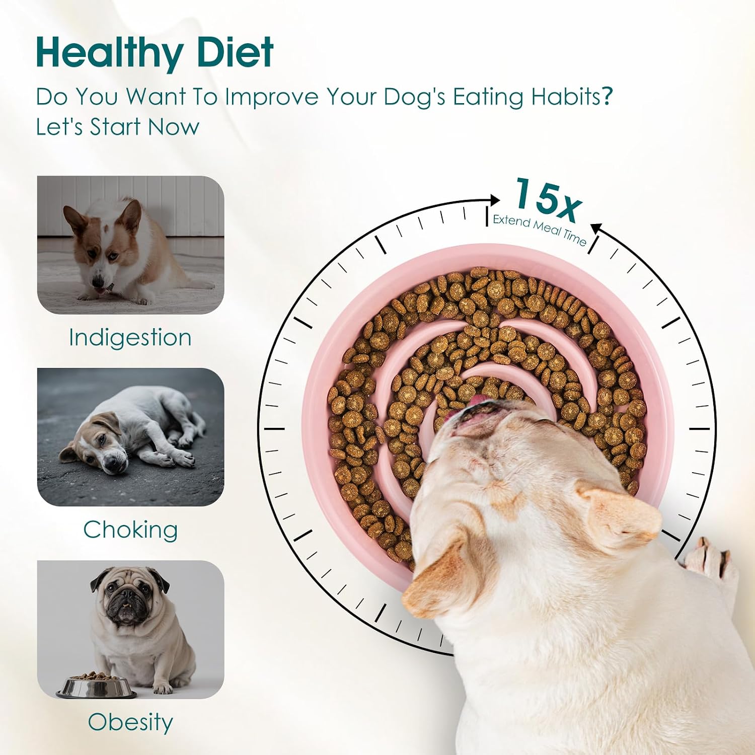Ceramic Slow Feeder Dog Bowl, 0.6 Cup Puzzle Dish for Small Breeds | Maze Dog Food Bowl for Fast Eaters, Slow Feeding Design for Small Dogs and Cats, Promotes Healthy Eating Habits, Pink - view 7