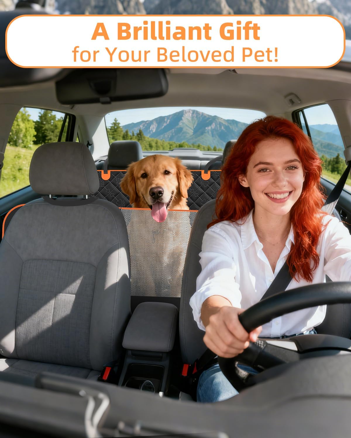 Dog car seat cover 100% waterproof scratchproof dog hammock 600D for car back seat nonslip with mesh window car seat protector for dogs pets universal fits for most cars trucks SUV - view 2