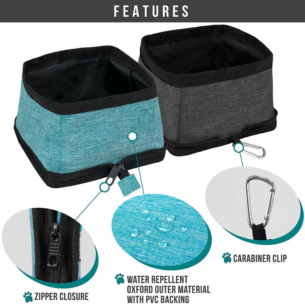 Collapsible Dog Bowls 2 Pack, Food and Water Bowls Travel Set, Portable Pet Dish No Spill, Foldable Lightweight BPA Free Leakproof Bowls, Camping Hiking Walking Outdoor Gear Accessories, Blue - view 3