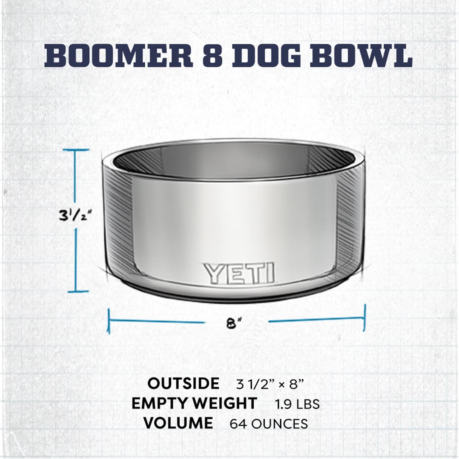Boomer 8, Stainless Steel, Non-Slip Dog Bowl, Holds 64 Ounces - view 5