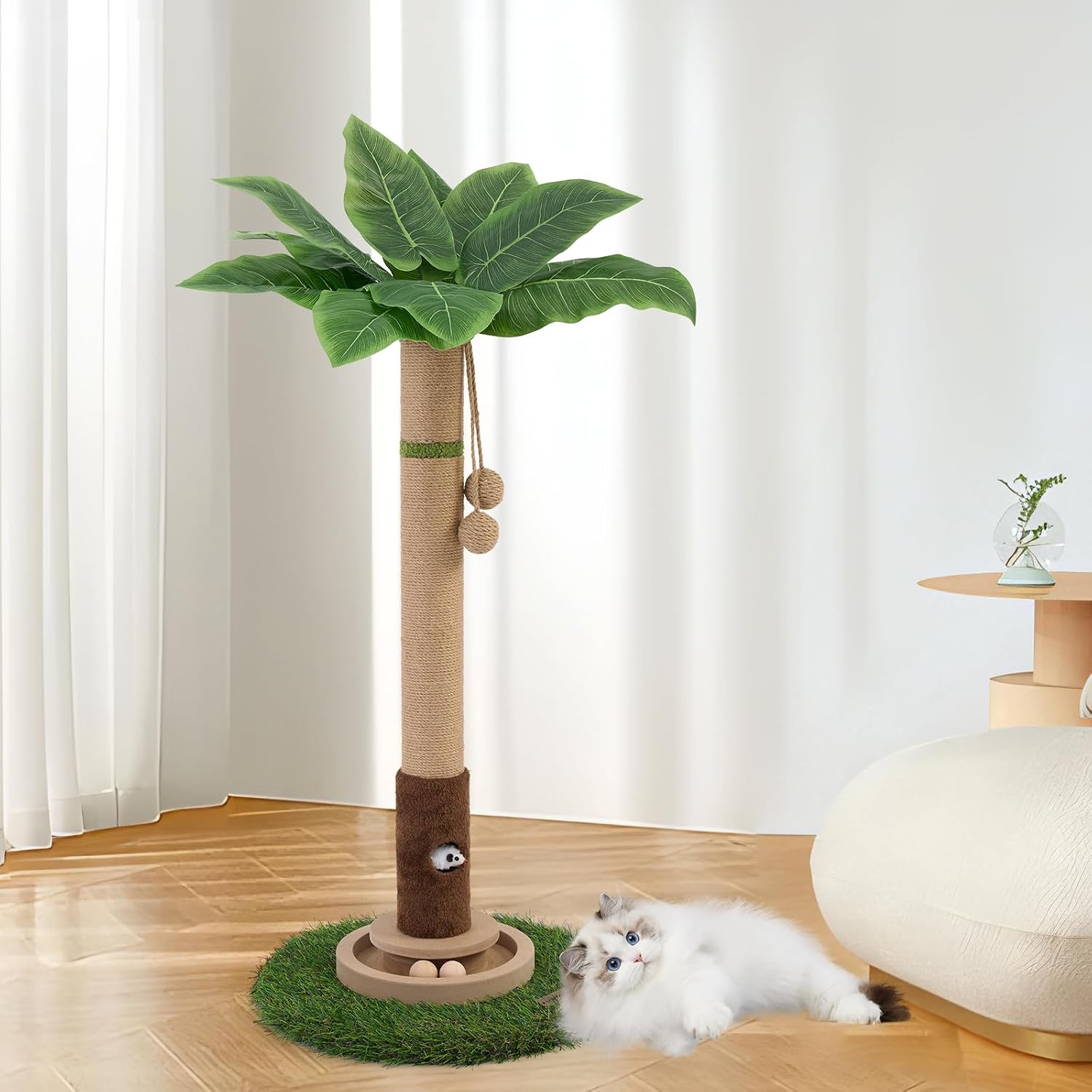 Tall Cat Scratching Post,Cat Toys,Cat Scratcher Tree for Large Cat | Heavy Duty,Protect Sofa,Modern Boho,Cat Ball Track,Cat Tree,For Indoor Cats - view 2
