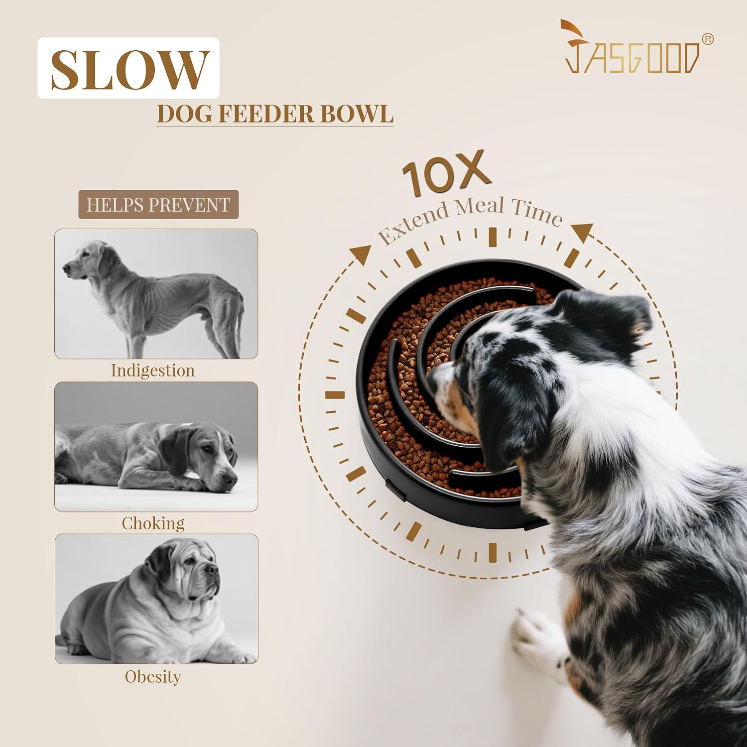 Slow Feeder Dogs Bowl for Large Medium Dogs,Anti-Gulping Pet Slower Food Feeding Bowls Stop Bloat,Preventing Choking - view 3