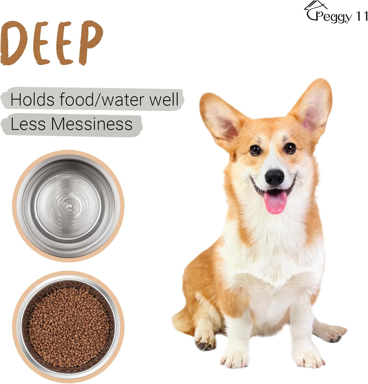 Deep stainless steel anti-slip dog bowls - 2-pack, 3 cups - view 4