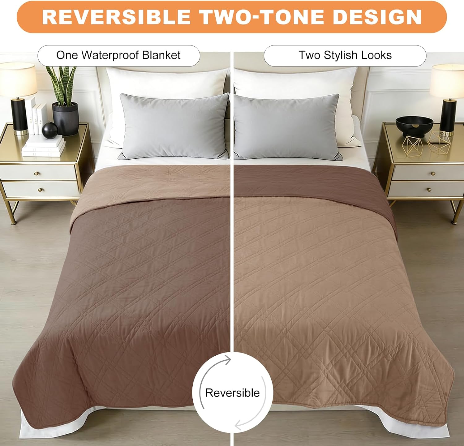 100% waterproof dog bed cover pet blanket, dark brown+taupe 30"x30" |, 7-layer reversible couch covers for dogs met for sofa furniture car camping - view 3