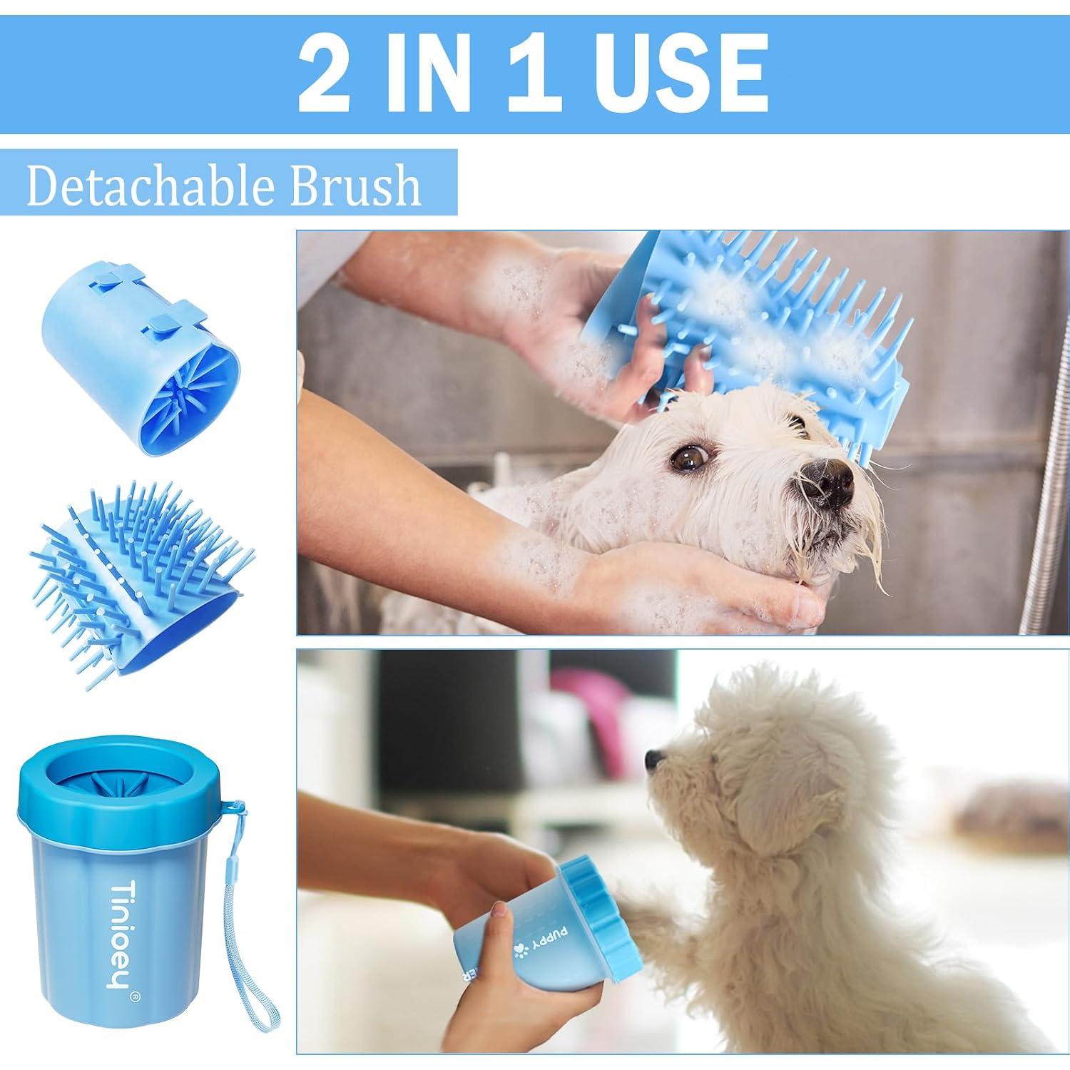 Dog paw cleaner cup, medium dog paw washer with silicone brush | muddy paw cleaner kit with towels & balm, pet foot cleaner for small & medium dogs, no rinse washer for clean paws - view 7