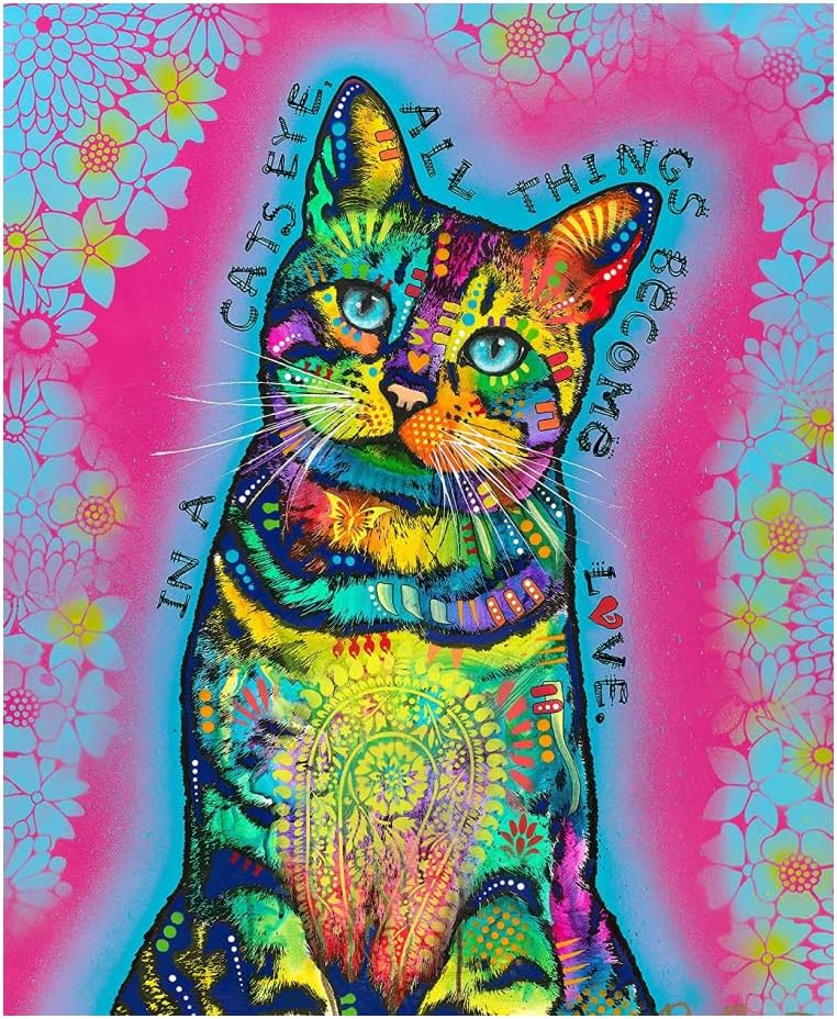 Colorful Cat Fleece Blanket for Bed, 50 x 60 inches Dean Russo Cat Fleece Throw Blanket for Women, Men and Kids - Super Soft Plush Cat Blanket Throw Plush Blanket for Cat Lovers