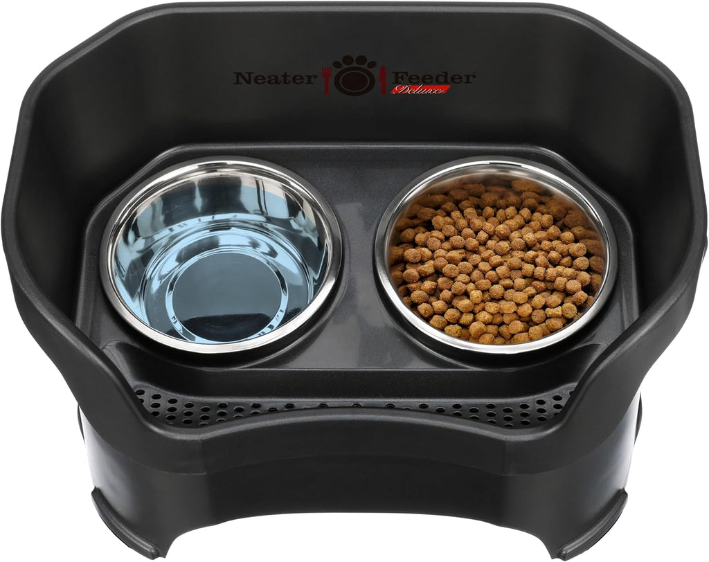 Neater Feeder Deluxe Mess Proof Dog Bowls Elevated for Large Dogs Over 40 lbs, Made in USA, No Spill Raised Dog Food Bowl Stand Feeding Station, Food and Water Bowl Set, Black - view 8