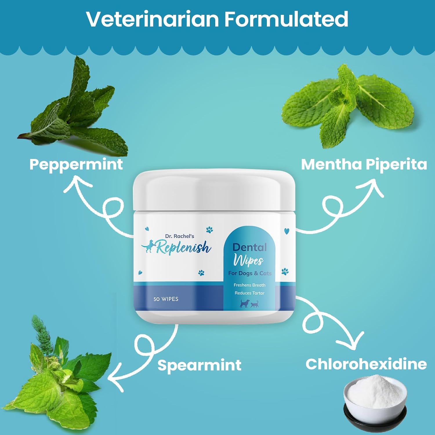 Dental Wipes for Dogs and Cats Teeth Cleaning, Dental Finger Pads | Dr. Rachel's Easy-To-Use Pet Dental Finger Wipes For Effective Teeth Cleaning. Suitable For Dogs And Cats - 50 Count - view 3