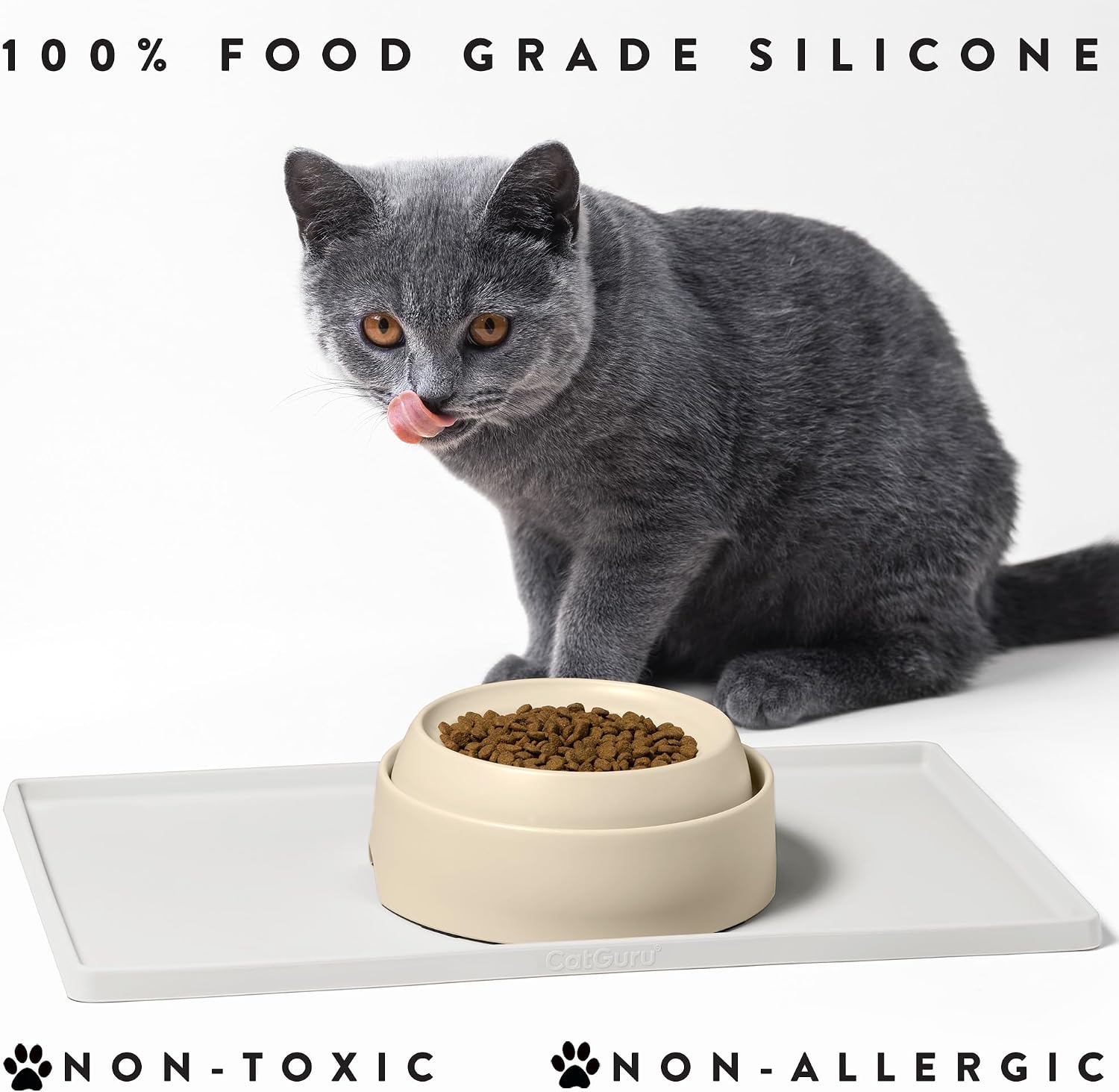 Cat Food Mat, Small & Large Pet Feeding Mat, 100% Waterproof Cat Placemat for Food and Water, Silicone Mats for Cats Bowls, Non-Slip Mat for Pet Bowl or Fountain (Small, Marshmallow) - view 6