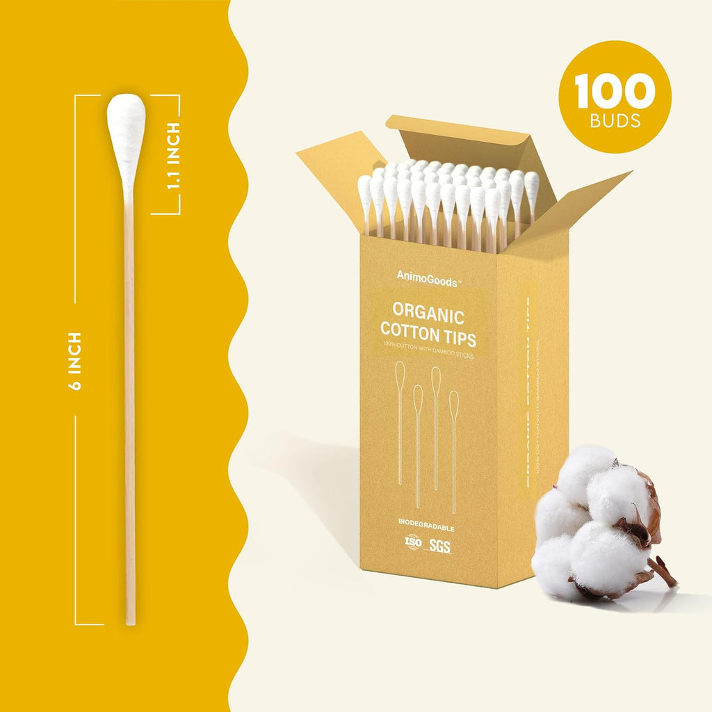 6-Inch Long Cotton Tips for Cleaning Dogs' Ears | Extra-Long Cotton Swabs for Dog Ear Cleaning | Eco-Friendly Dog Ear Swabs & Pads | Organic Bamboo & Cotton | 100-Pack - view 5