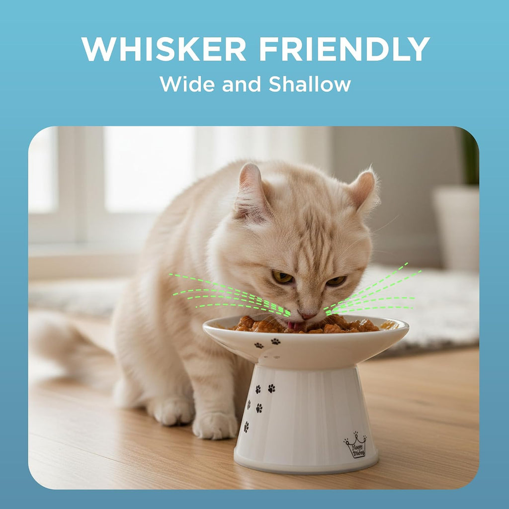 Ceramic extra-wide elevated cat food bowl - view 5