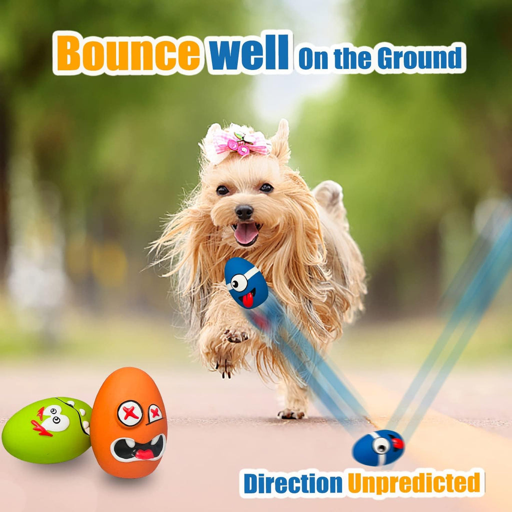 Latex Squeaky Dog Toys for Small Dogs, Mini Breed, 1.73" Egg Ball | 1.73"x1.73"x2.4", 6pcs Egg Puppy Small Squeak Balls, Pet Interactive Fetch Toys Balls with Squeaker Indoor & Outdoor Play - view 5