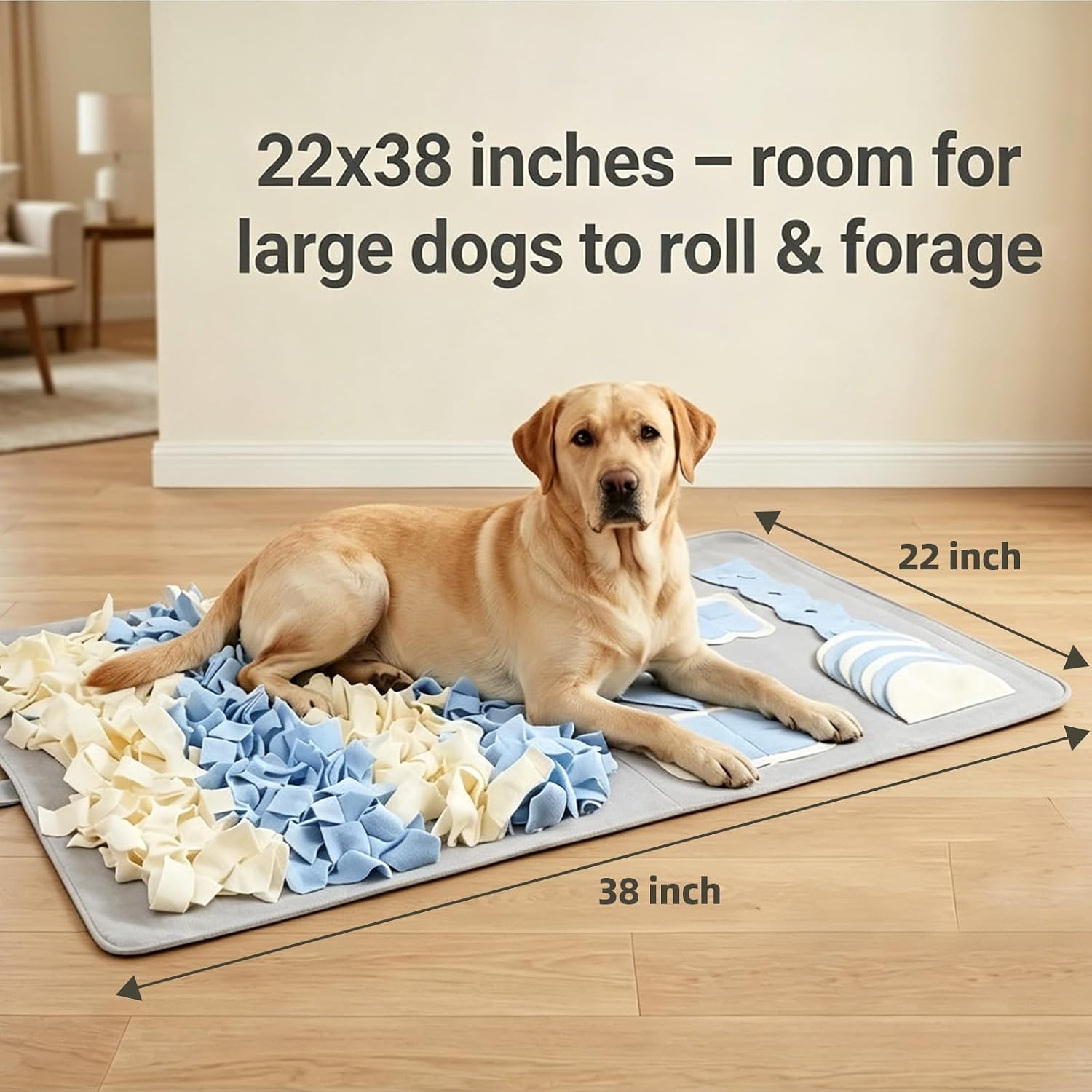 Snuffle mat for dogs: slow food interactive experience | 7 enrichment foraging games for large dog owners needing to burn pet energy - washable 1000 times - 22x38 inch - grey - view 7