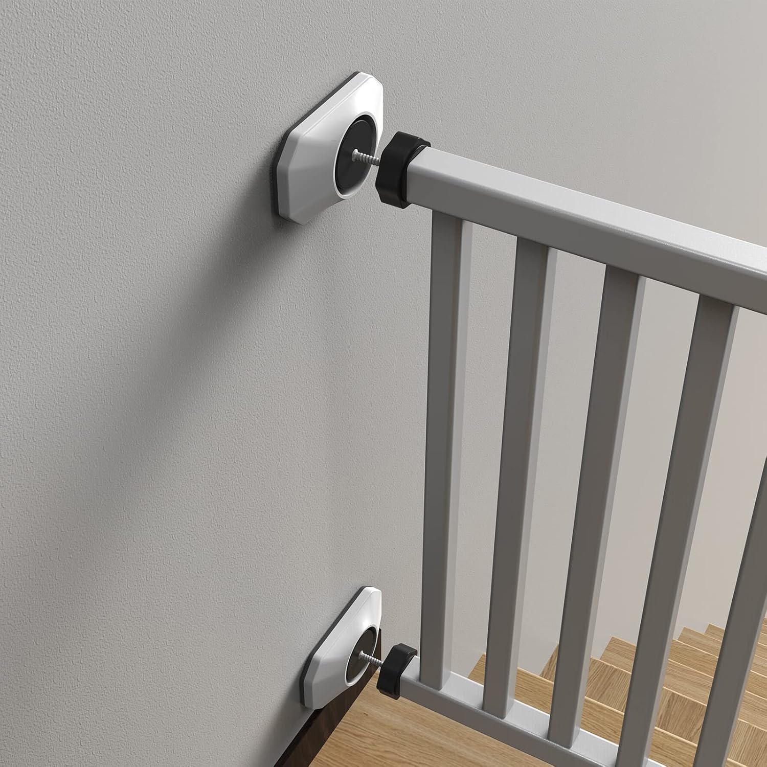 Baby Gate Wall Protector - Protect Walls & Doorways from Pet & Dog Gates - for Child Pressure Mounted Stair Safety Gate- 4 Pack, White - view 4