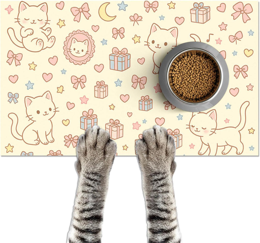 Puppy Feeding Mat Pink Leopard Print Meal Pad 20 x 12 Inch | Non Slip Dog Bowl Mat Food Bowl Floor Mat for Kitchen Floor Feeding Station and Home Pink Leopard Print - view 2