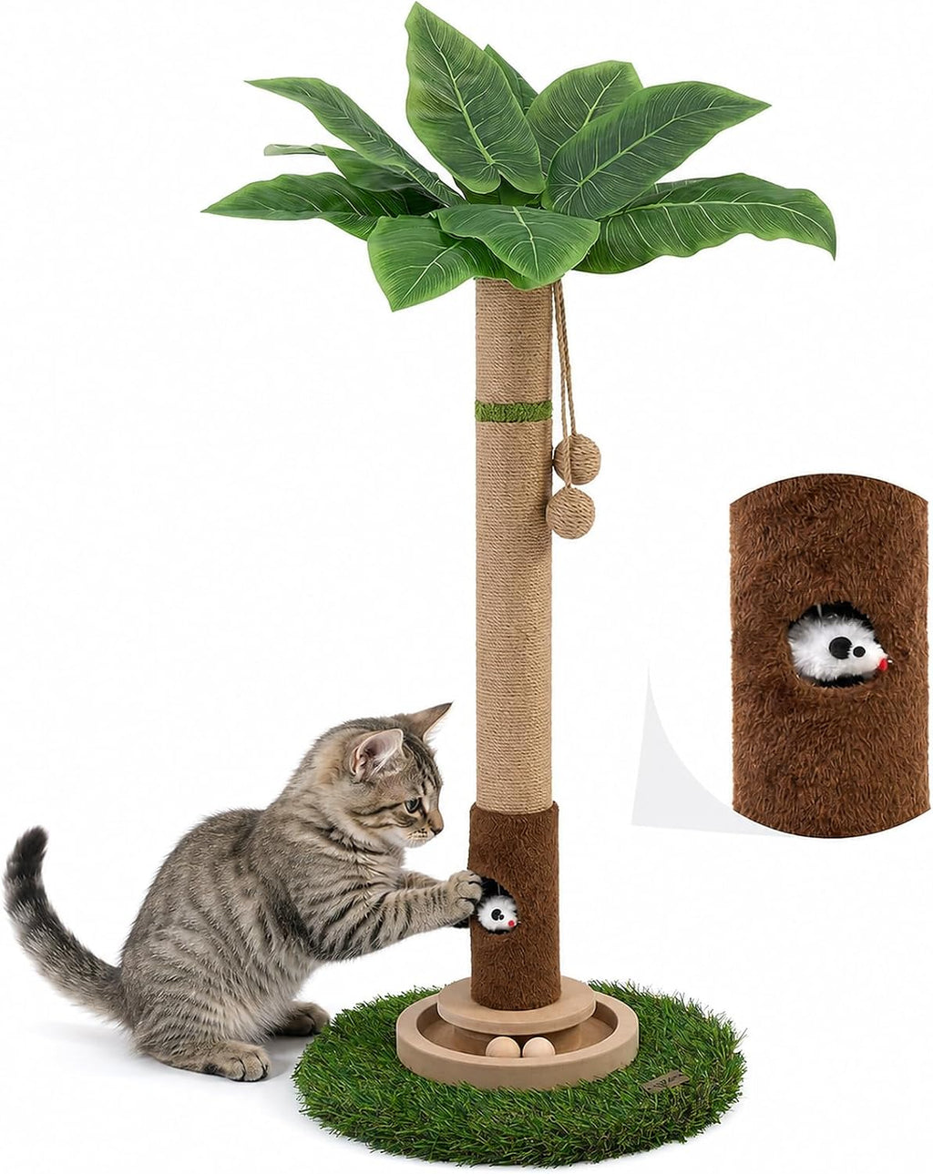 Tall Cat Scratching Post,Cat Toys,Cat Scratcher Tree for Large Cat | Heavy Duty,Protect Sofa,Modern Boho,Cat Ball Track,Cat Tree,For Indoor Cats - view 4