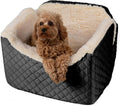 Lookout I Car Seat - Dog Car Seats for Small Dogs, Puppy Booster Bed for Small & Medium Sized Pets Up to 25 Lbs, Elevated, Washable - Medium, Black Quilted | Dog booster car seat, Elevated view helps alleviate travel sickness & fear, Removable washable co