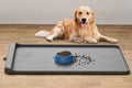 Dog food mat 36"x24" - silicone dog mat for food and water large pet feeding mats with residue collection pocket - waterproof dog cat bowl mat with high edges to prevent water food spills (gray)