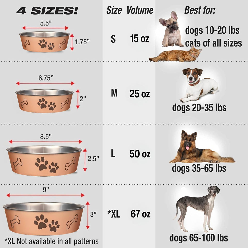 Bella Dog Bowls- Stainless Steel Dog & Cat Bowls - Spill Proof Dog Food Bowl, Cat Bowl, Puppy Essentials & Pet Supplies Great for Home & Travel (X-Large 65-100lbs, Champagne) - view 5