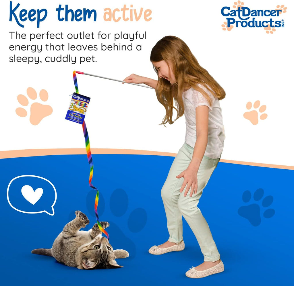 Products Rainbow Cat Wand Charmer, Safe Teaser Wand for Indoor Cats & Kittens, Flexible Exercise Toy Made of Multicolor Fabric Ribbon, For Medium Breeds - view 5