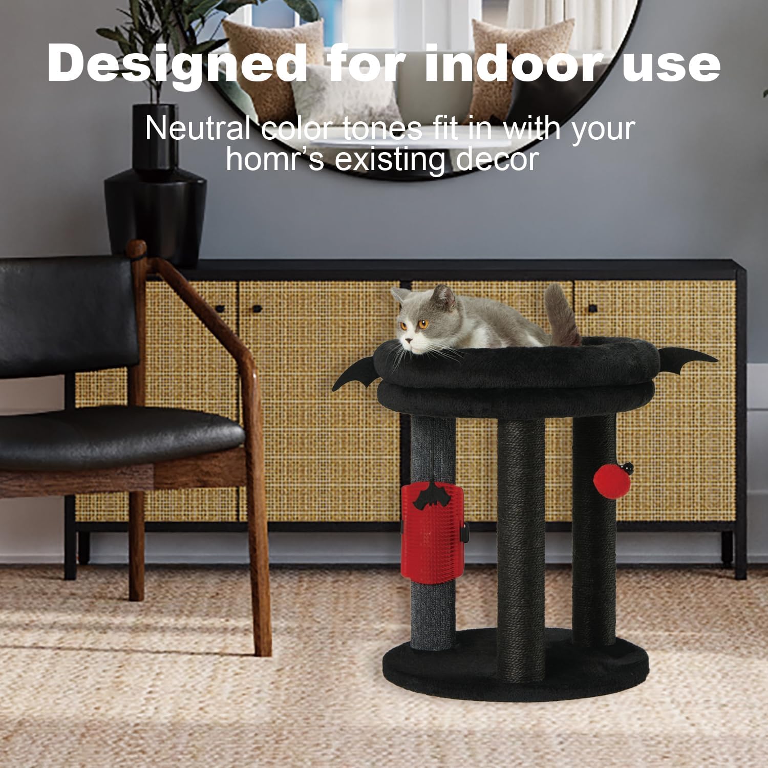4in1 Small Cat Tree,Scratching Post with Tower Soft Bed, Sisal Carpet Jute Posts with Three Hanging Ball Toys and Massage Brush for Indoor Cats and Kittens - view 5