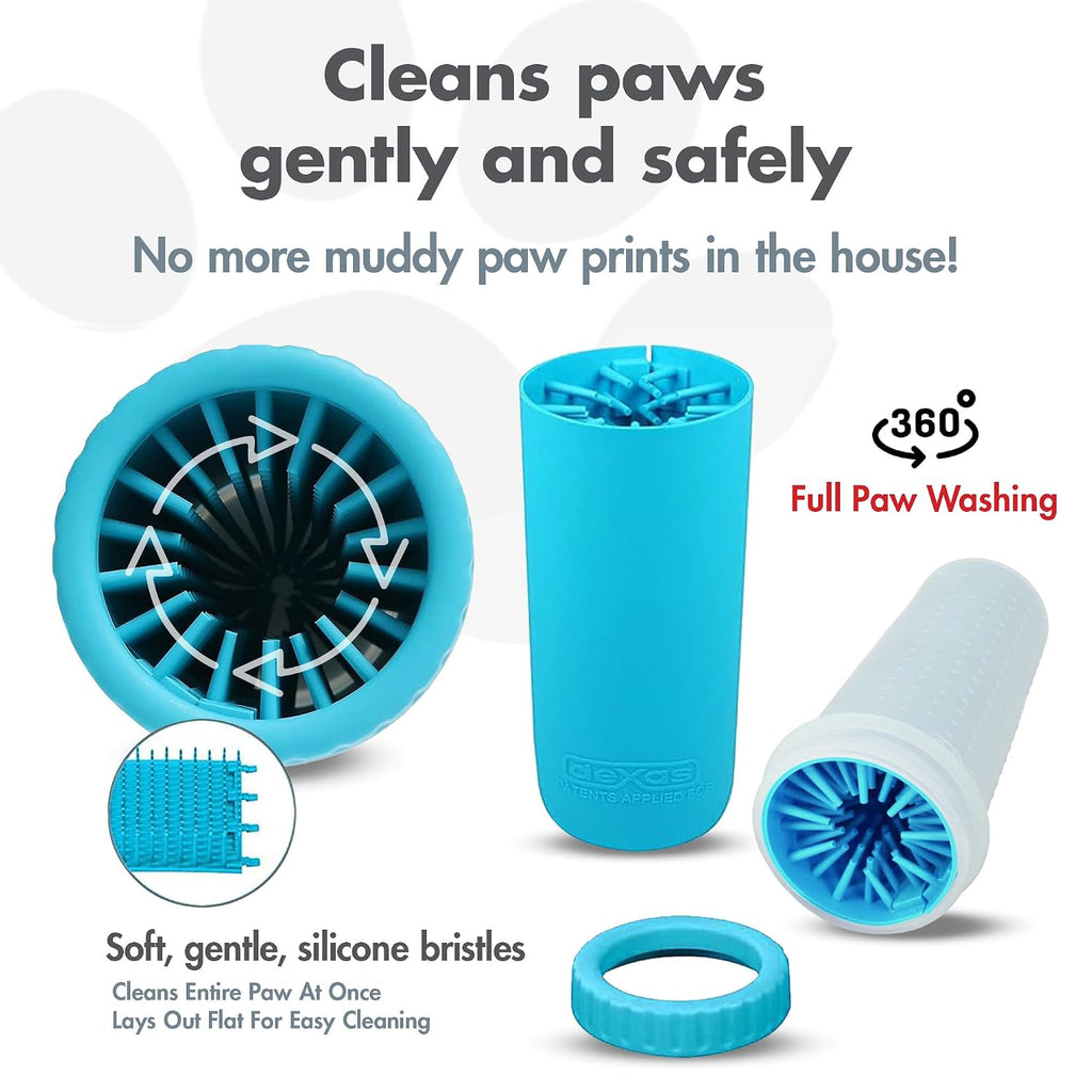 Large dog paw cleaner, blue, fits 2.5"-3.5" wide paws, gentle silicone bristles for quick, easy cleaning - view 2